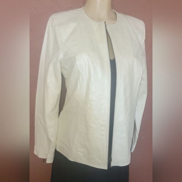 Terry Lewis Classic Luxuries cream leather jacket / blazer - Picture 6 of 16